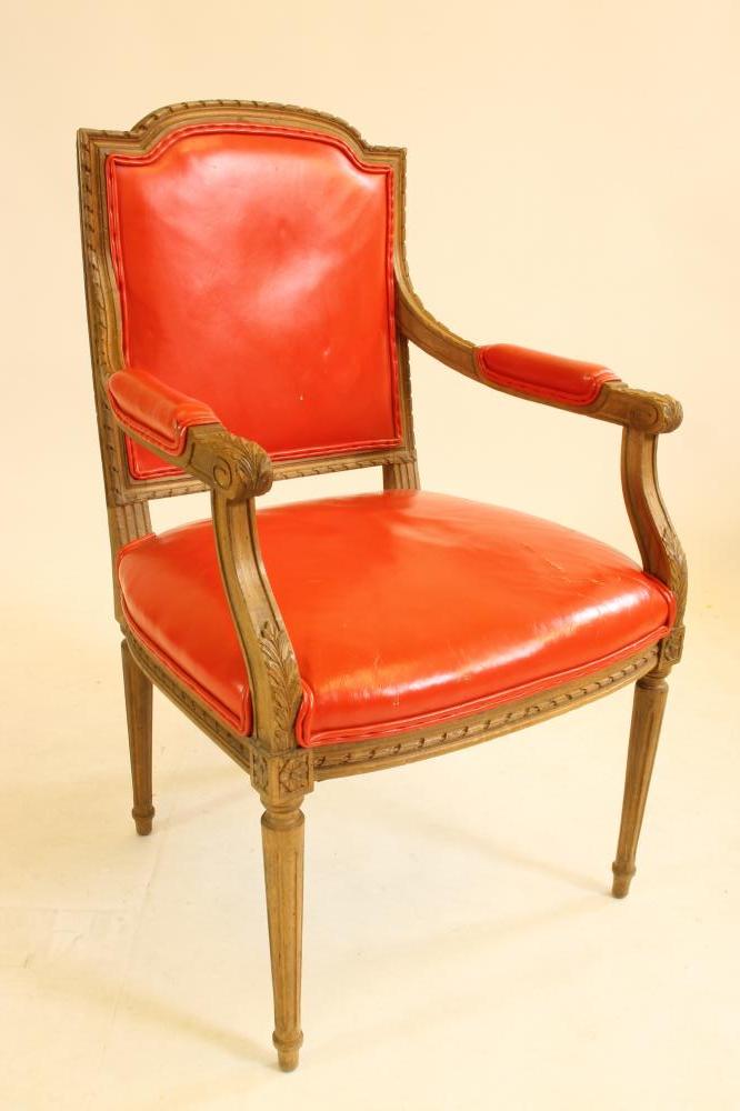 A LOUIS XVI STYLE BEECH ELBOW CHAIR Image