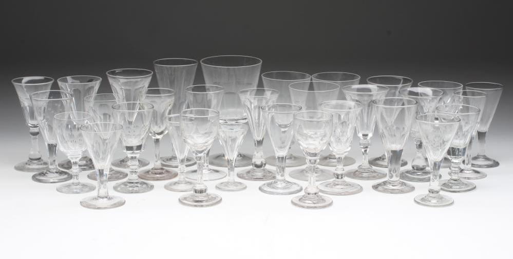 A COLLECTION OF THIRTY ONE GEORGIAN AND LATER WINE GLASSES Image