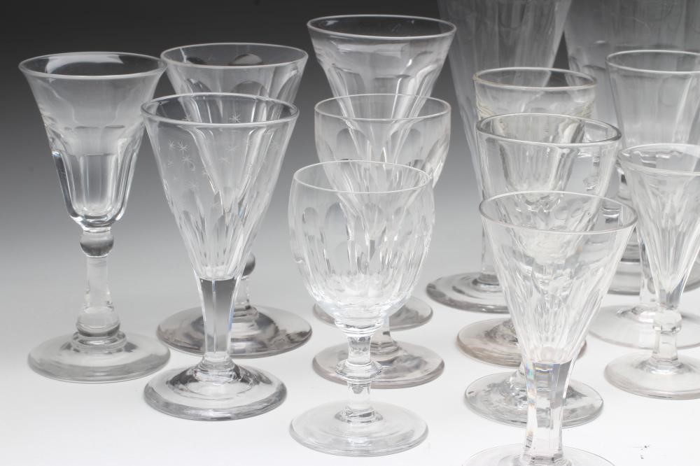 A COLLECTION OF THIRTY ONE GEORGIAN AND LATER WINE GLASSES Image