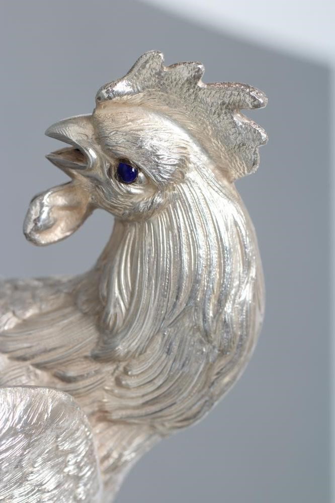 A PAIR OF MODELS OF FIGHTING COCKS Image