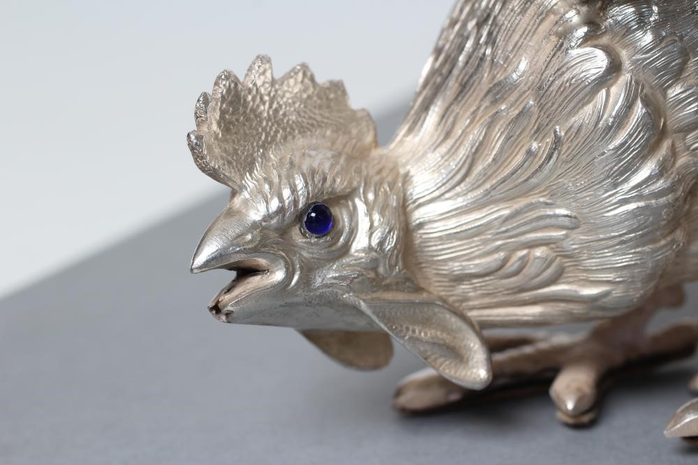 A PAIR OF MODELS OF FIGHTING COCKS Image