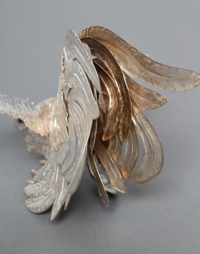 A PAIR OF MODELS OF FIGHTING COCKS Image