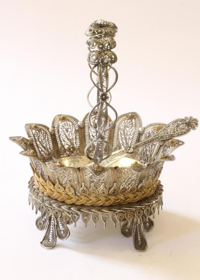 A CONTINENTAL SILVER FILIGREE BASKET Image