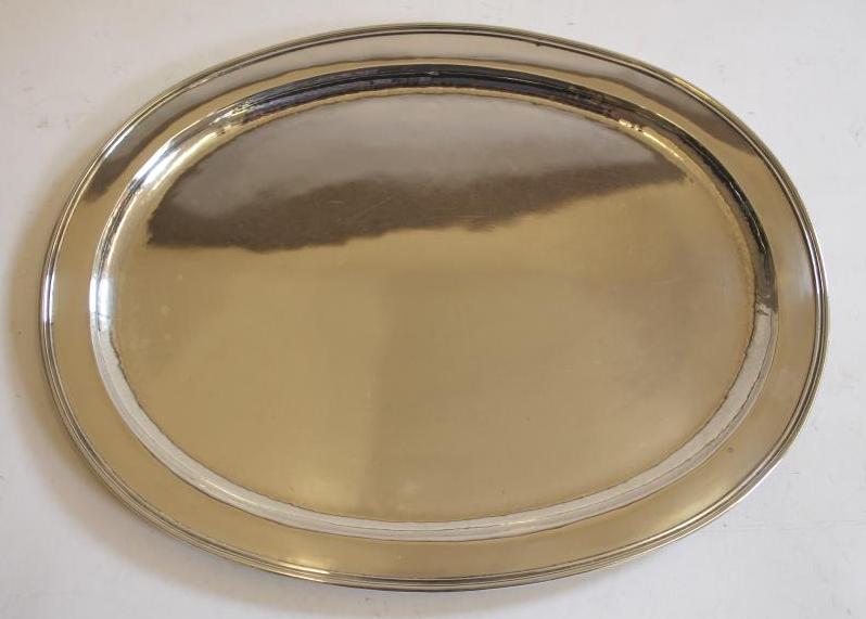 AN OVAL SILVER TRAY Image
