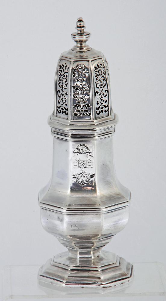 A QUEEN ANNE BRITANNIA STANDARD SILVER SUGAR CASTOR Image
