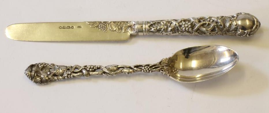 A MID VICTORIAN SILVER KNIFE AND SPOON Image