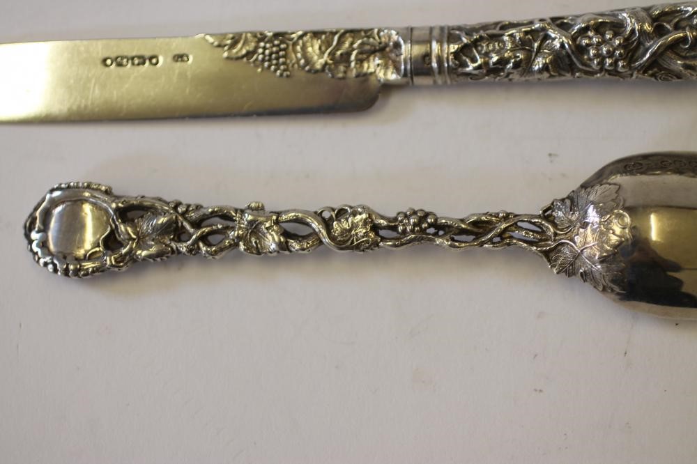 A MID VICTORIAN SILVER KNIFE AND SPOON Image