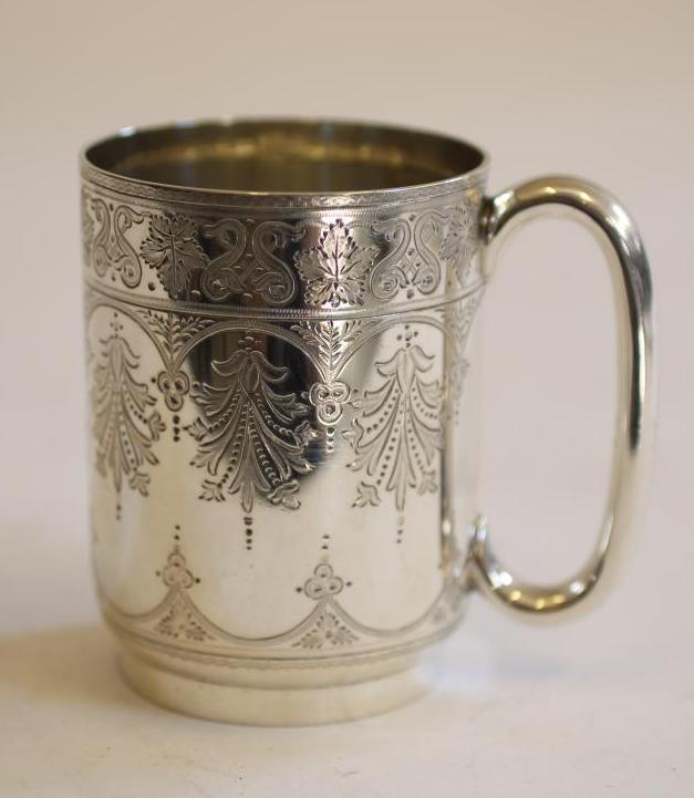 A LATE VICTORIAN SILVER MUG Image