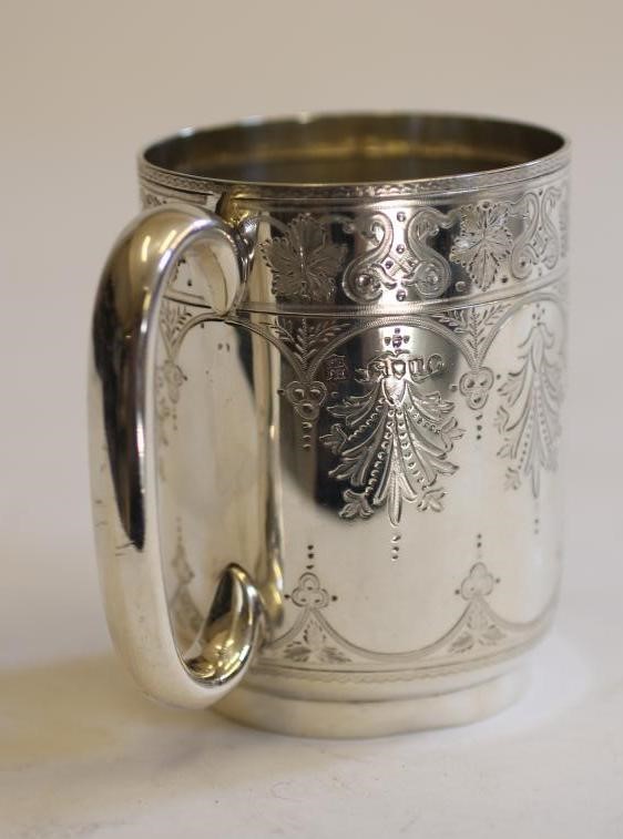 A LATE VICTORIAN SILVER MUG Image