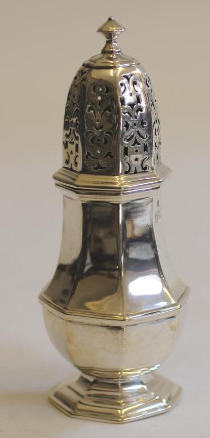 A LATE VICTORIAN SILVER SUGAR CASTOR Image