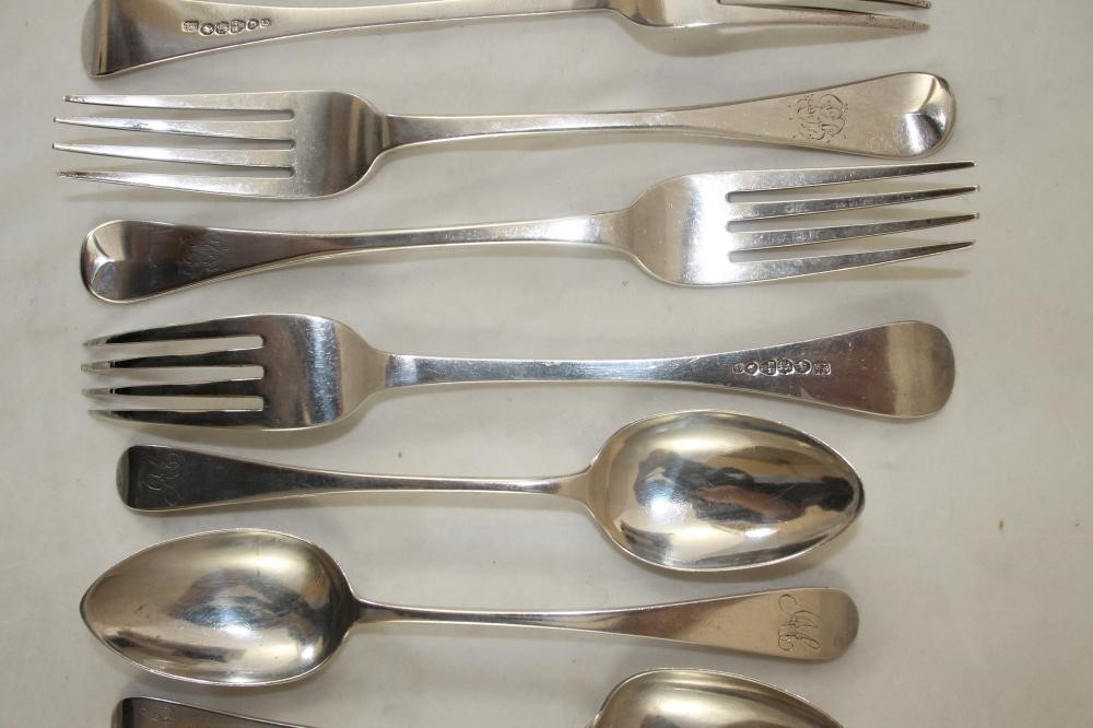 A SET OF FOUR EARLY VICTORIAN SILVER TABLE FORKS Image