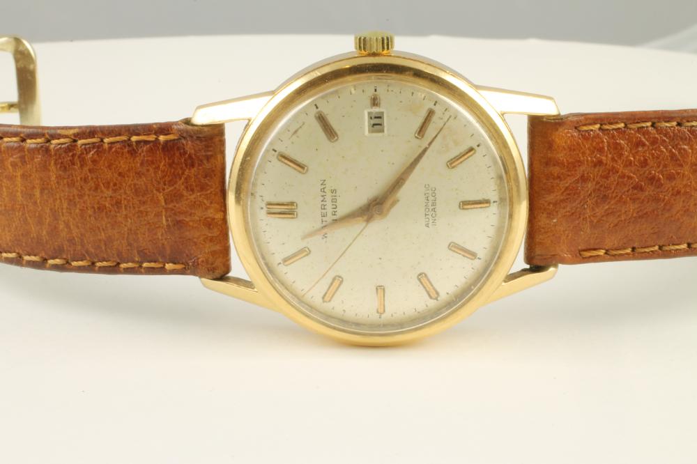 A GENTLEMAN'S 18K GOLD WATERMAN AUTOMATIC WRISTWATCH Image