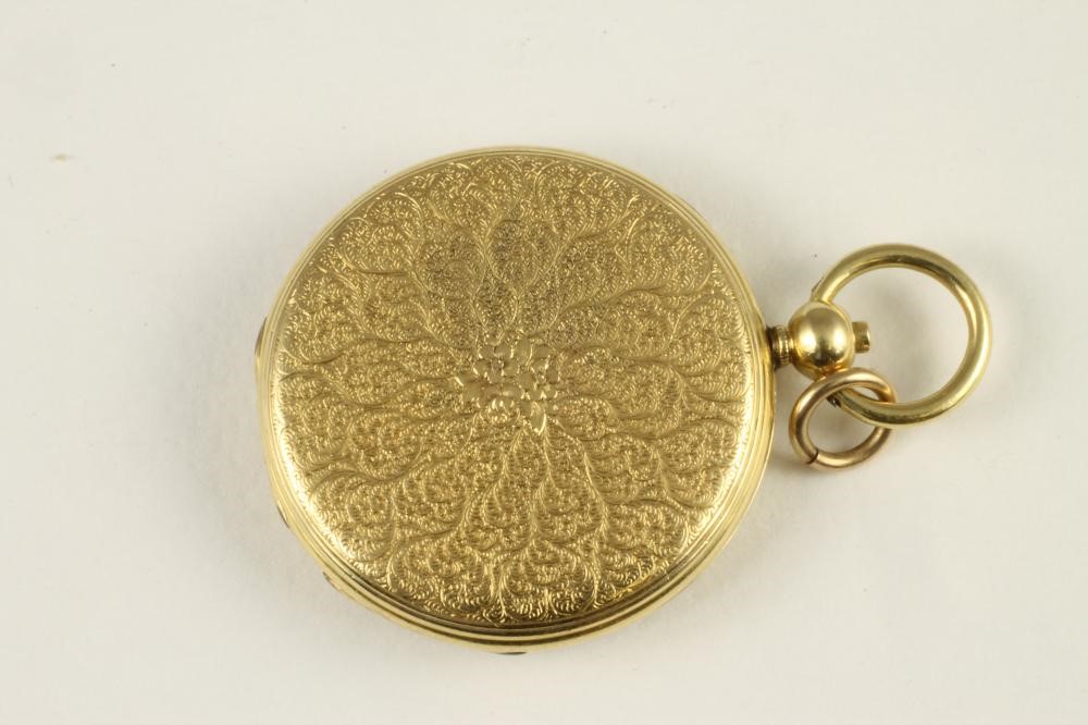 A LADY'S 18CT GOLD KEY WIND FOB WATCH Image