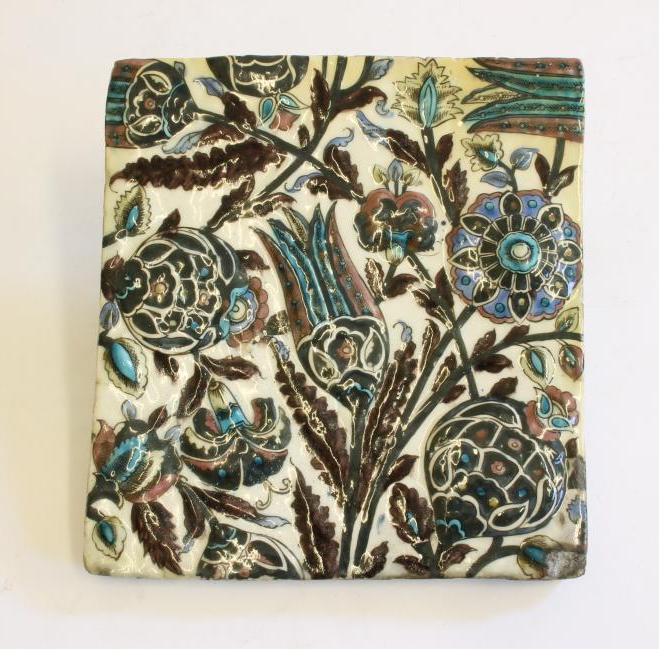 A PERSIAN EARTHENWARE TILE Image