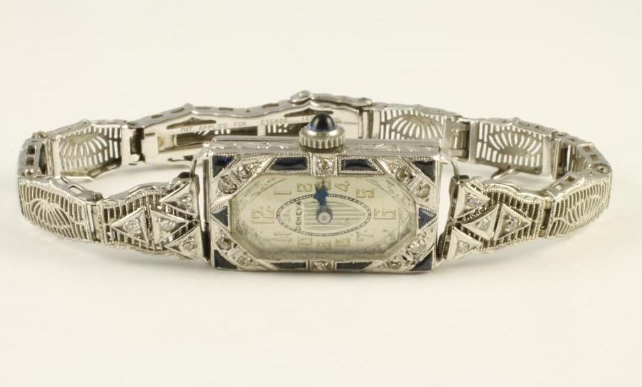 A LADY'S 18CT WHITE GOLD COCKTAIL WATCH Image