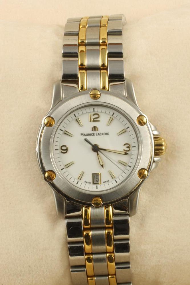 A LADY'S STAINLESS STEEL MAURICE LACROIX WRISTWATCH Image