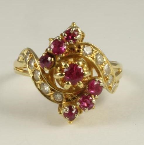 A MODERN RUBY AND DIAMOND COCKTAIL RING Image