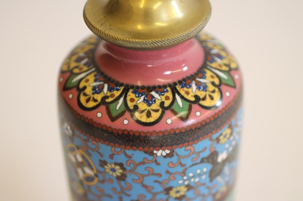 A CHINESE CLOISONNE ENAMEL ON BRASS VASE of slender ovoid form Image
