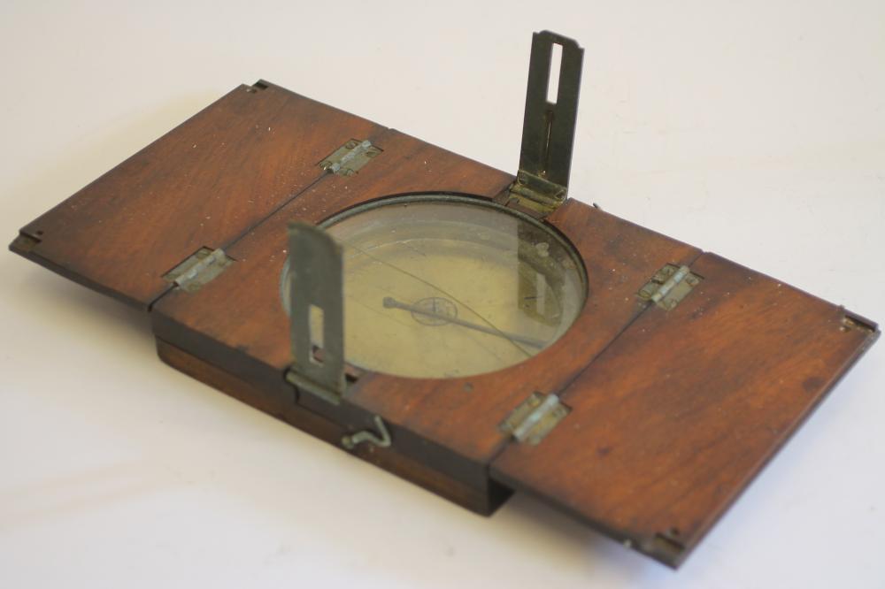 A SURVEYOR'S MAHOGANY CASED COMPASS Image