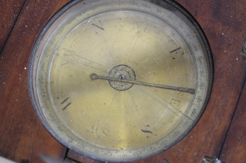 A SURVEYOR'S MAHOGANY CASED COMPASS Image