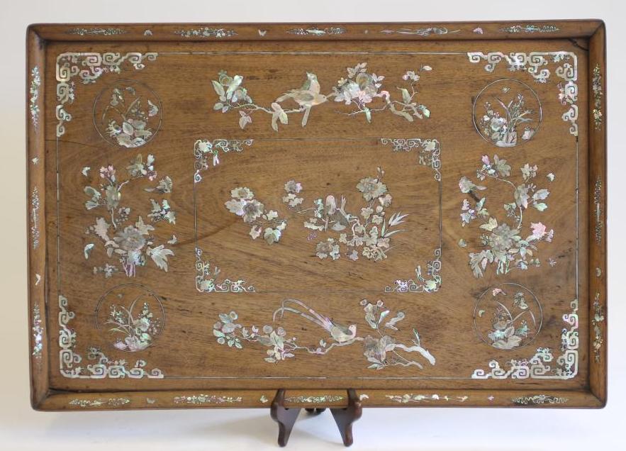 A CHINESE HARDWOOD TRAY Image