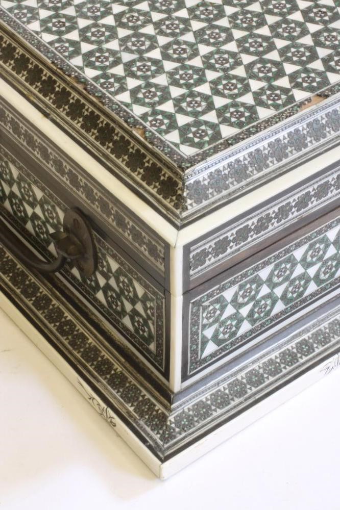 AN ANGLO-INDIAN IVORY AND EBONY INLAID WORK BOX Image
