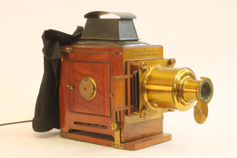 A LATE VICTORIAN MAHOGANY AND BRASS MAGIC LANTERN by W Watson & Sons Image