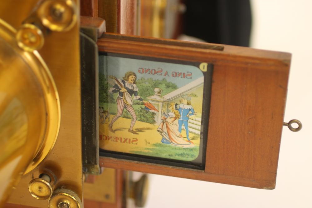 A LATE VICTORIAN MAHOGANY AND BRASS MAGIC LANTERN by W Watson & Sons Image