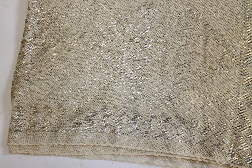 A VICTORIAN SILVER THREAD AND SILK NET SHAWL Image
