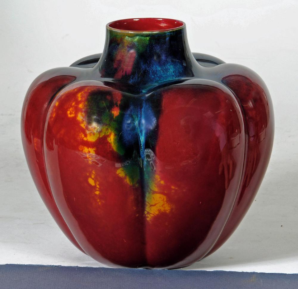 A ROYAL DOULTON POTTERY "SUNG" VASE of lobed ovoid form Image
