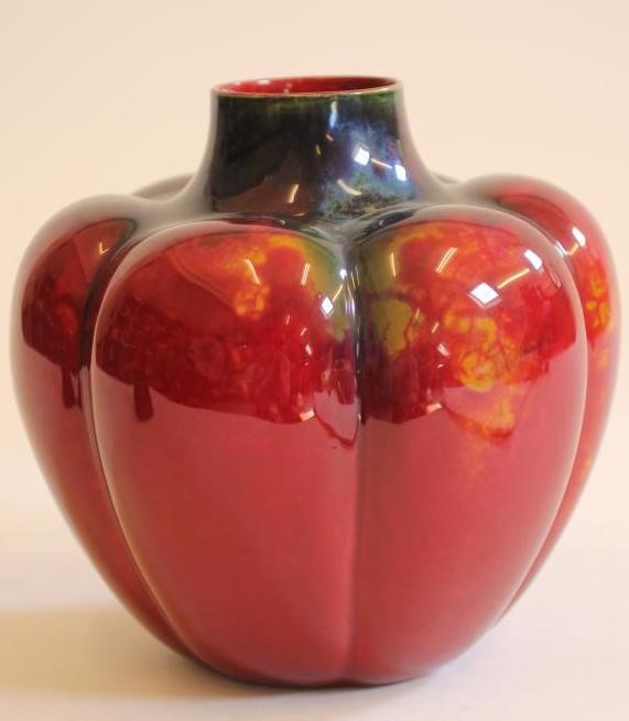 A ROYAL DOULTON POTTERY "SUNG" VASE of lobed ovoid form Image
