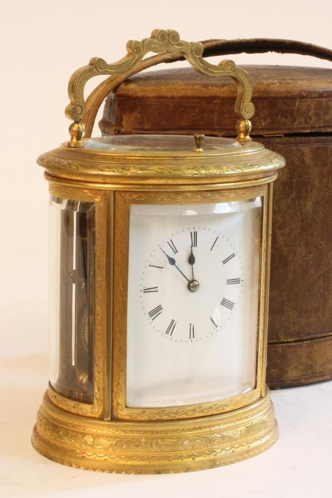 A FRENCH BRASS STRIKING AND REPEATING CARRIAGE CLOCK Image