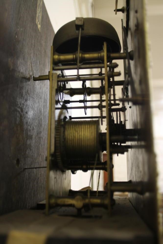 A WALNUT LONGCASE CLOCK signed James Stevens Image