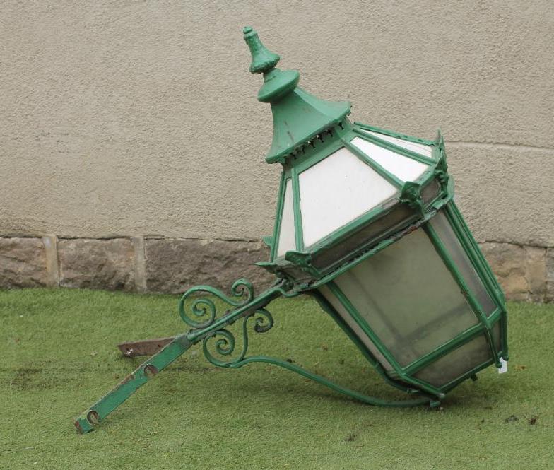 A VICTORIAN CAST IRON BRACKET LIGHT of tapering canted oblong form Image