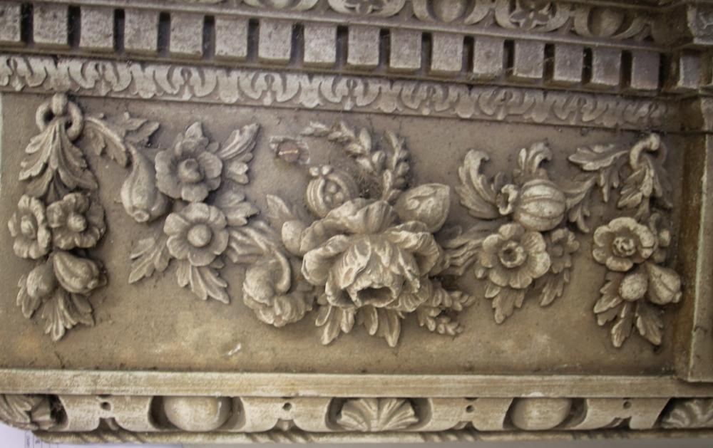 A GEORGIAN STYLE CARVED PINE MANTEL SHELF of breakfront form Image