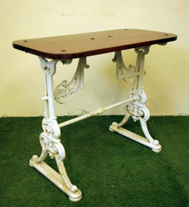 A VICTORIAN CAST IRON PUB TABLE  of rounded oblong form Image