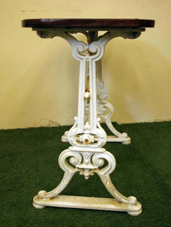 A VICTORIAN CAST IRON PUB TABLE  of rounded oblong form Image