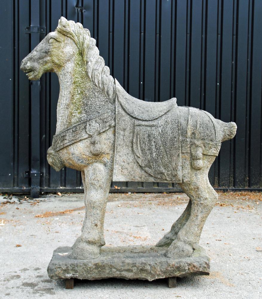 A CARVED LIMESTONE FIGURE of a Chinese Tang Dynasty style horse Image