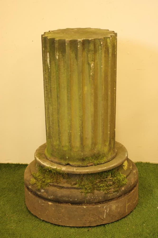 A VICTORIAN SANDSTONE PLINTH in the form of a truncated fluted column Image