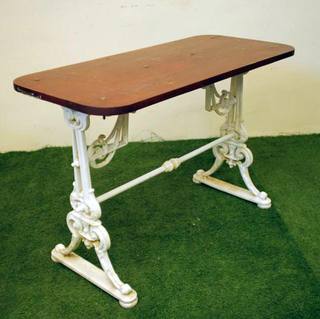 A VICTORIAN CAST IRON PUB TABLE of rounded oblong form Image
