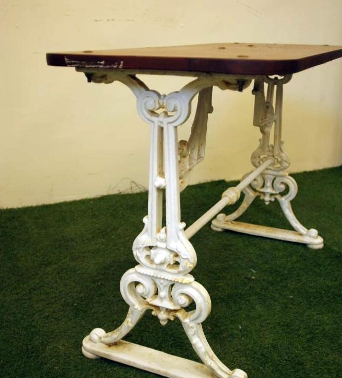 A VICTORIAN CAST IRON PUB TABLE of rounded oblong form Image