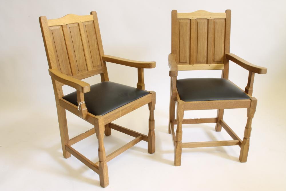 A PAIR OF OAK ELBOW CHAIRS by Colin Almack "Beaverman" Image