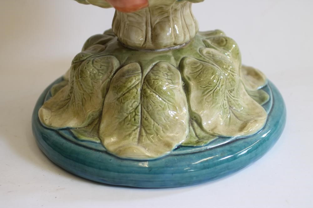 A BRETBY MAJOLICA JARDINIERE on integral stand Image