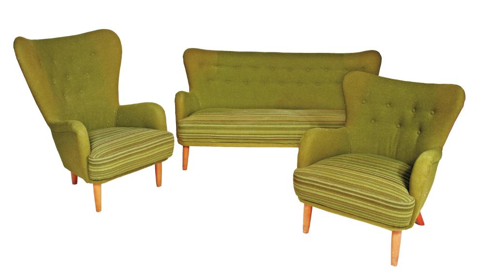 AN ERNEST RACE 1950'S DESIGN THREE PIECE LOUNGE SUITE Image