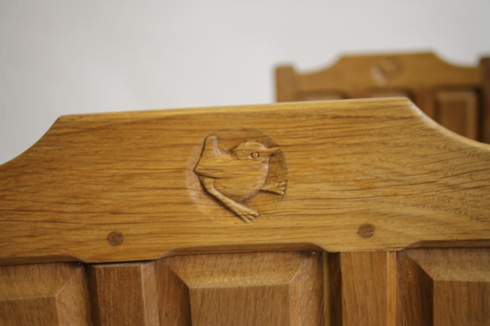 A SET OF SIX OAK DINING CHAIRS by Bob Hunter "Wren Man" Image