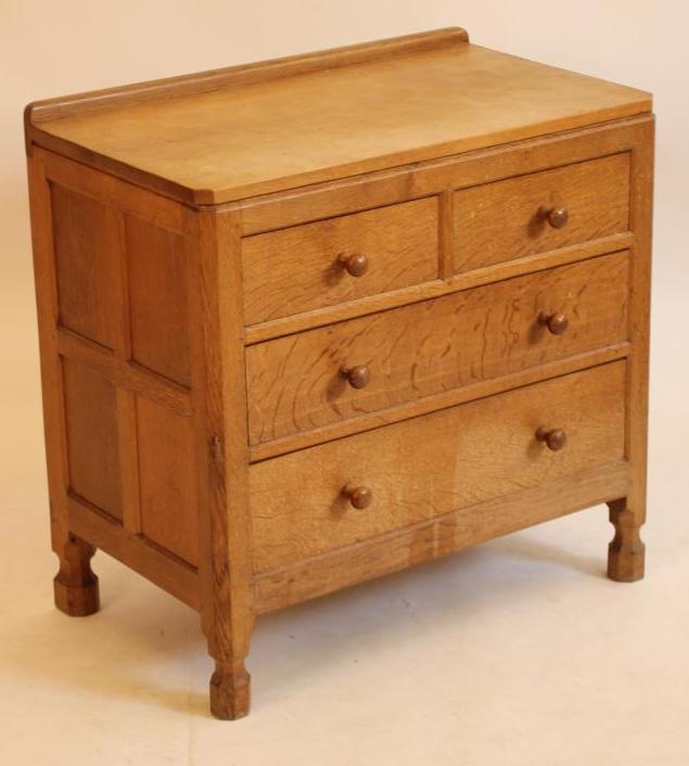 AN ADZED OAK CHEST by Robert "Mouseman" Thompson Image