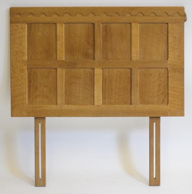 AN OAK SINGLE DIVAN HEADBOARD by Robert "Mouseman" Thompson Image