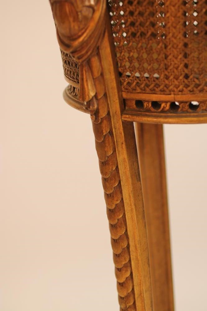 A CARVED GILT WOOD AND CANED JARDINIERE STAND Image