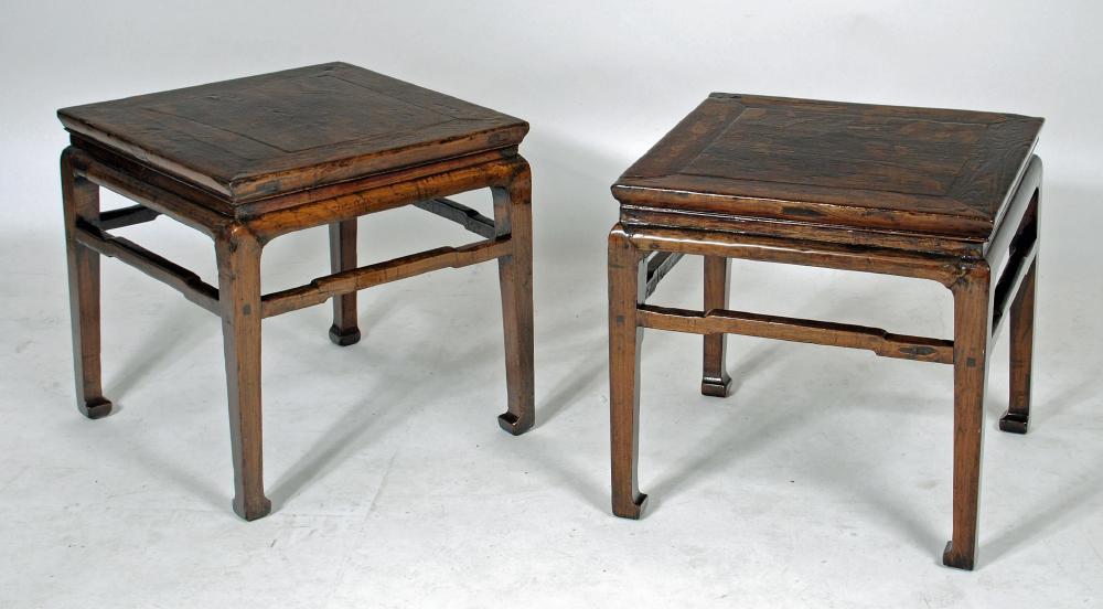 A PAIR OF CHINESE JAMU (ELM) URN STANDS of low square form Image