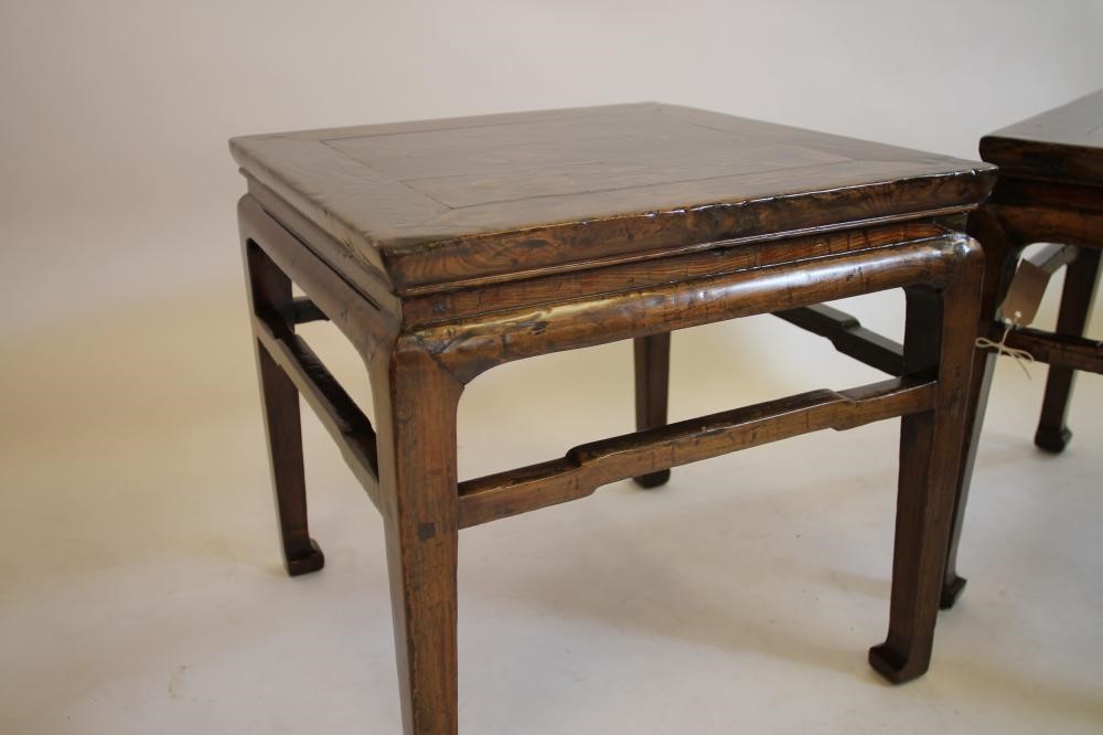 A PAIR OF CHINESE JAMU (ELM) URN STANDS of low square form Image